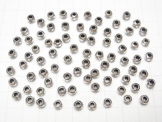 Karen Silver Flower Pattern Rondelle 4.5x4.5x3.5mm 5pcs