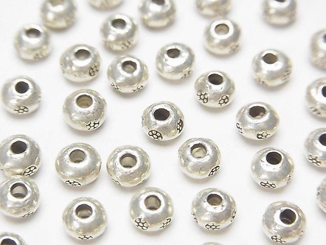 Karen Silver Flower Pattern Rondelle 5x5x3mm 3pcs
