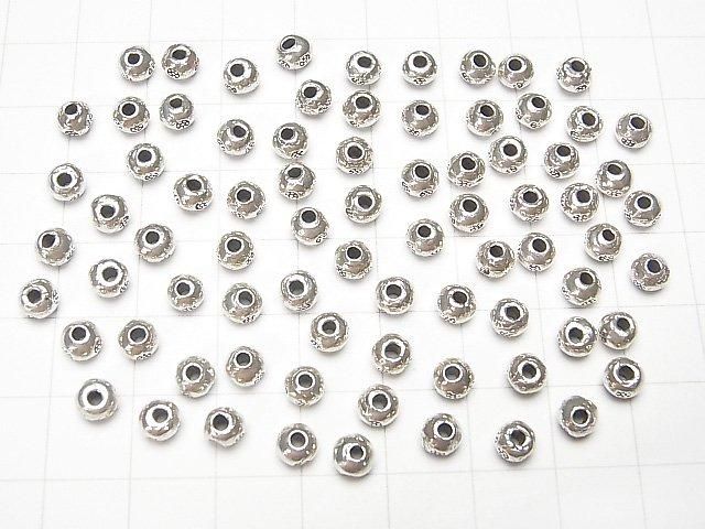 Karen Silver Flower Pattern Rondelle 5.5x5.5x4mm 4pcs