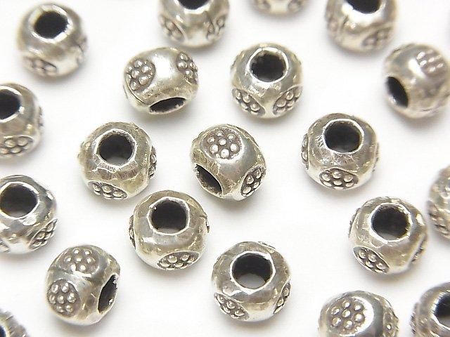 Karen Silver Flower Pattern Rondelle 6x6x4mm 4pcs