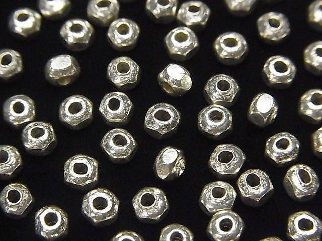 Karen Silver Faceted Button Rondelle 4x4x3mm White Silver 5pcs