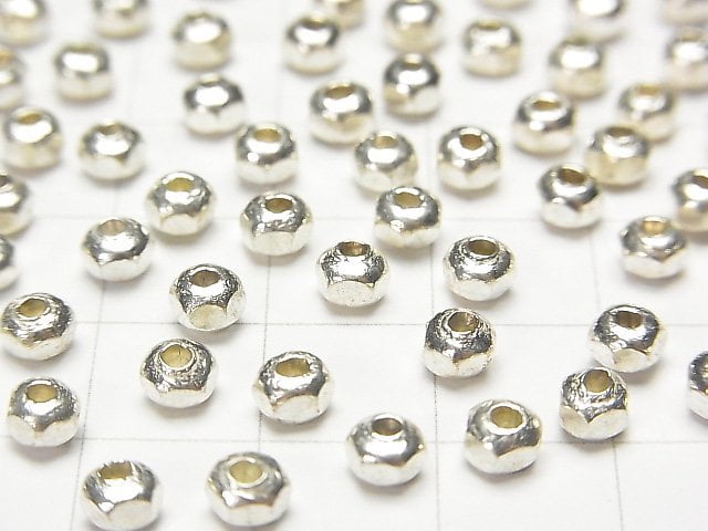 Karen Silver Faceted Button Roundel 4x4x3mm White Silver 5pcs