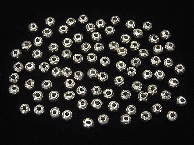 Karen Silver Faceted Button Rondelle 4x4x3mm White Silver 5pcs