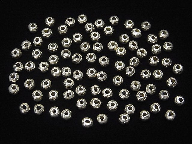 Karen Silver Faceted Button Roundel 4x4x3mm White Silver 5pcs