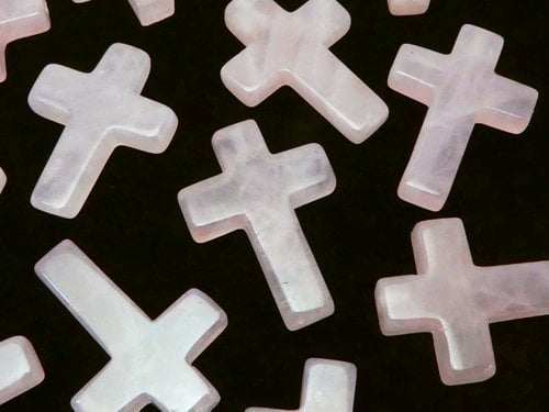 Cross, Rose Quartz Gemstone Beads