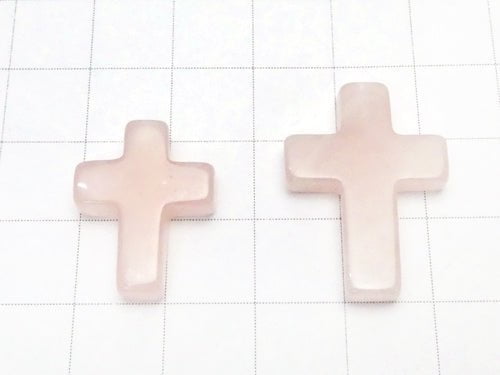 1pc $2.19 Rose Quartz AA ++ Cross [20 x 15] [25 x 18] (Half Drilled Hole) 1 pc