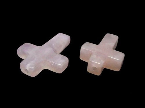 1pc $2.19 Rose Quartz AA ++ Cross [20 x 15] [25 x 18] (Half Drilled Hole) 1 pc