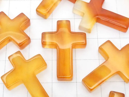 1pc $2.39! Light Color Carnelian AA ++ Cross 25x18 (Half Drilled Hole) 1pc