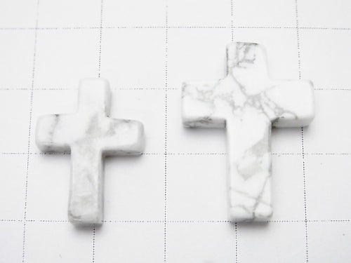 1pc $2.19 Howlite Magnesite Cross [20 x 15] [25 x 18] (Half Drilled Hole) 1 pc