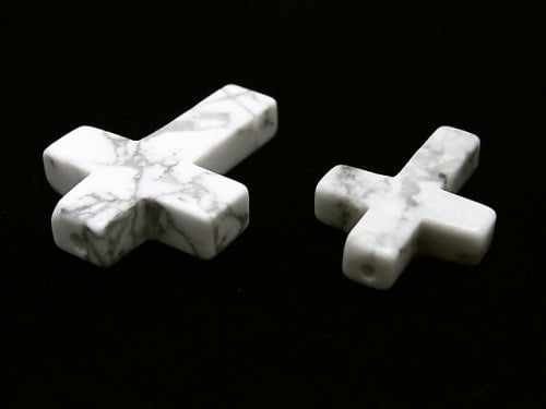 1pc $2.19 Howlite Magnesite Cross [20 x 15] [25 x 18] (Half Drilled Hole) 1 pc