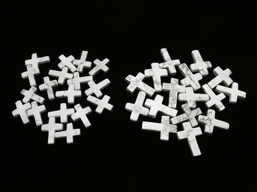 1pc $2.19 Howlite Magnesite Cross [20 x 15] [25 x 18] (Half Drilled Hole) 1 pc