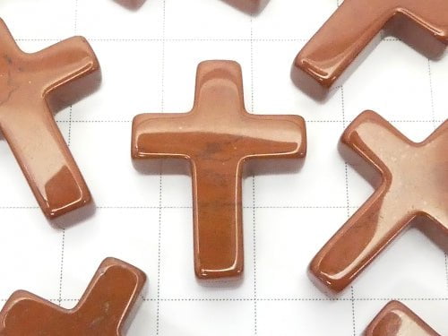 1pc $2.39! Red Jasper Cross 23x18 (Half Drilled Hole) 1pc