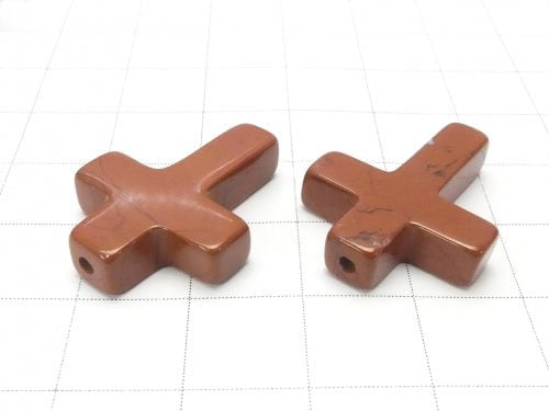 1pc $2.39! Red Jasper Cross 23x18 (Half Drilled Hole) 1pc