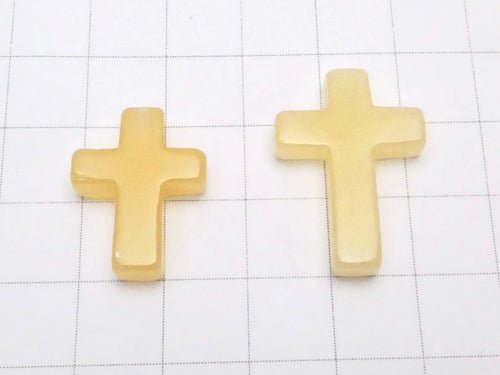 1pc $2.19 Yellow Jade Cross [20x15] [25x18] (Half Drilled Hole) 1pc