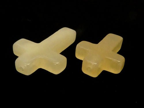 1pc $2.19 Yellow Jade Cross [20x15] [25x18] (Half Drilled Hole) 1pc