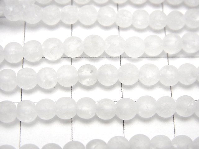 [Video] Crack & Frost Crystal Round 4mm 1strand beads (aprx.15inch/38cm)