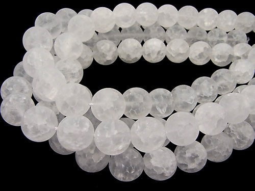 Crack & Frost Crystal Round 16mm half or 1strand beads (aprx.15inch/38cm)