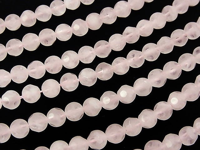 1strand $7.79! Rose Quartz polka dot Faceted Round 6mm 1strand beads (aprx.15inch / 38cm)