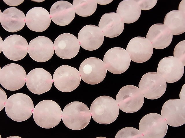 Rose Quartz Polka Dot Faceted Round 10mm half or 1strand beads (aprx.15inch / 38cm)