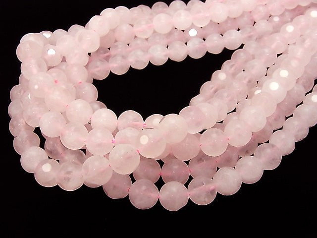 Rose Quartz Polka Dot Faceted Round 10mm half or 1strand beads (aprx.15inch / 38cm)