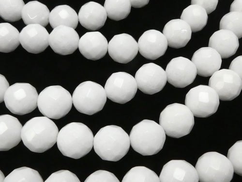 White Jade 64 Faceted Round 12 mm half or 1 strand beads (aprx.15 inch / 36 cm)