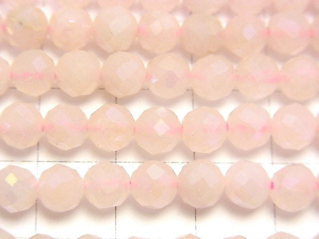 High Quality! Flash,Rose Quartz 64Faceted Round 6mm 1strand beads (aprx.15inch/37cm)