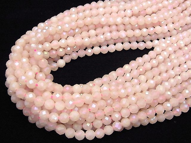 High Quality! Flash,Rose Quartz 64Faceted Round 6mm 1strand beads (aprx.15inch/37cm)