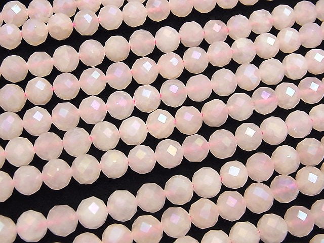 High Quality! Flash,Rose Quartz 64Faceted Round 8mm 1strand beads (aprx.15inch/37cm)