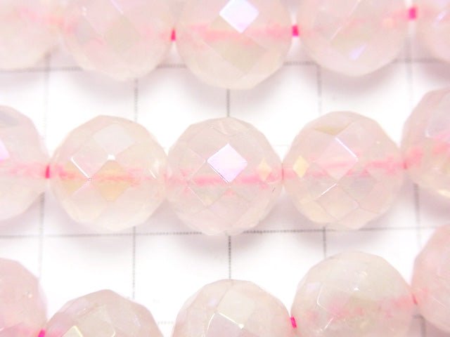 Flash, Rose Quartz 64 Faceted Round 12 mm half or 1 strand beads (aprx. 15 inch / 37 cm)