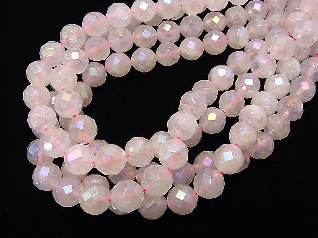 Flash, Rose Quartz 64 Faceted Round 12 mm half or 1 strand beads (aprx. 15 inch / 37 cm)