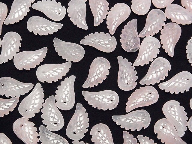 Rose Quartz AA+ Angel Wing  18x10mm 3pcs