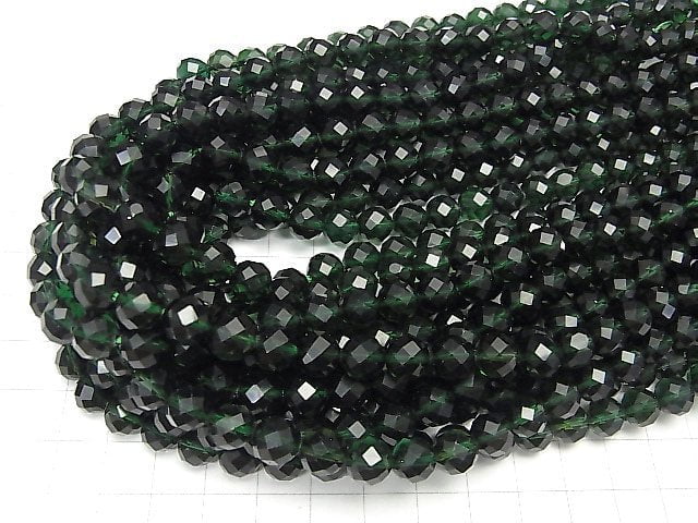 Green Quartz 64Faceted Round 8mm half or 1strand beads (aprx.15inch/37cm)