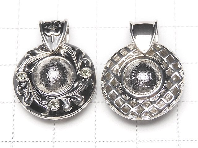 Meteorite & Moldavite 3 stones! Design Bezel Setting 10mm Pendant 1pc