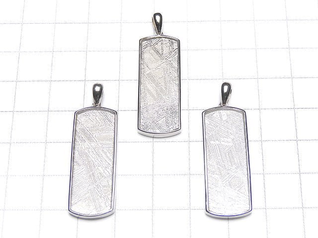 Meteorite (Muonionalusta) Pendant Rectangle 34x13mm Both Side Finish 1pc