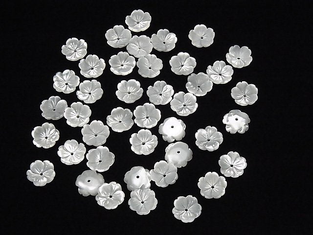 [Video] High Quality White Shell (Silver-lip Oyster) AAA 3D Flower [6mm][8mm][10mm] Center Hole 4pcs