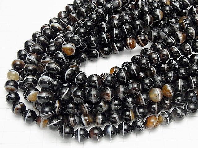 1strand $7.79! Brown stripe agate AAA Round 10mm 1strand beads (aprx.15inch / 36cm)