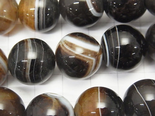 Brown stripe agate AAA Round 16 mm half or 1 strand beads (aprx. 14 inch / 35 cm)