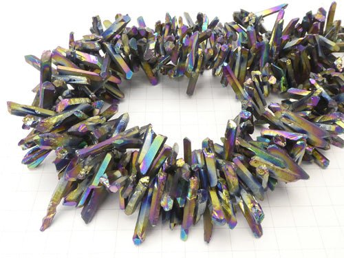 [Video] 1strand $11.79! Crystal Natural Point Cut Metallic Coating Green 1strand beads (aprx.15inch / 38cm)