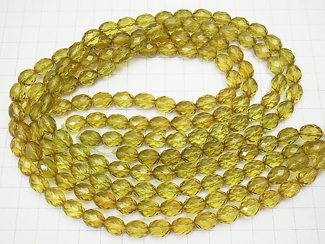 High Quality Green Amber AAA Faceted Rice 10 x 8 x 8 mm 1/4 or 1strand beads (aprx.15 inch / 38 cm)