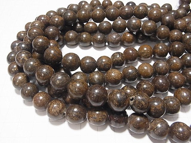 Bronzite Round 12 mm [2 mm hole] half or 1 strand beads (aprx.14 inch / 35 cm)