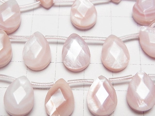 [Video] High Quality Pink Shell AAA Faceted Pear Shape 14x10x5mm 1/4 or 1strand beads (aprx.15inch/38cm)