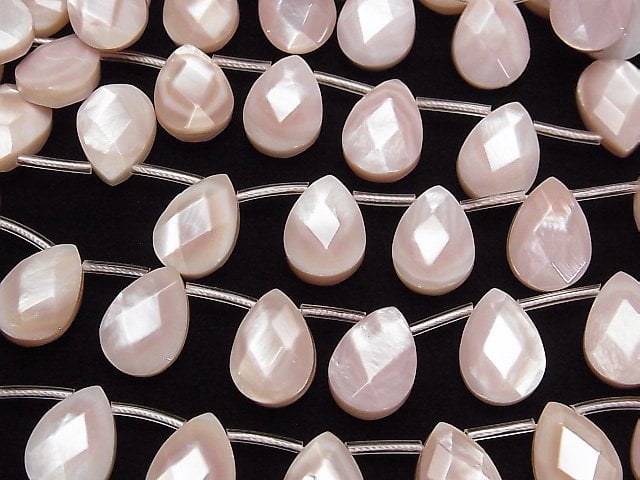 [Video] High Quality Pink Shell AAA Faceted Pear Shape 14x10x5mm 1/4 or 1strand beads (aprx.15inch/38cm)