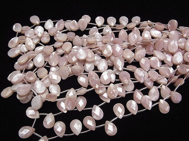 [Video] High Quality Pink Shell AAA Faceted Pear Shape 14x10x5mm 1/4 or 1strand beads (aprx.15inch/38cm)