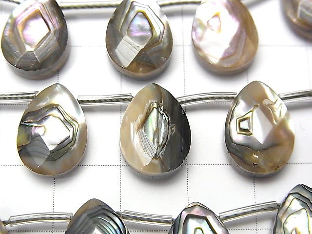 [Video] Abalone Shell Faceted Pear Shape 14x10x4mm half or 1strand beads (aprx.15inch / 36cm)