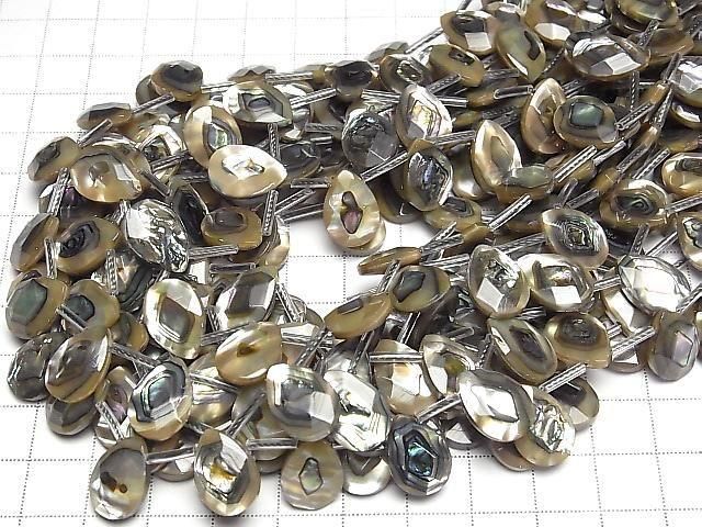 [Video]Abalone Shell Faceted Pear Shape 14x10x4mm 1/4 or 1strand beads (aprx.15inch/36cm)
