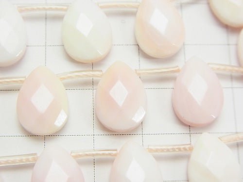 Queen Conch Shell Faceted Pear Shape 14 x 10 x 5 mm half or 1 strand beads (aprx.15 inch / 36 cm)