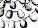 High-quality Black Shell (Black-lip Oyster) AAA Faceted Pear Shape 14x10x5mm 1/4-1strand beads (approx. 15 inches/38 cm)