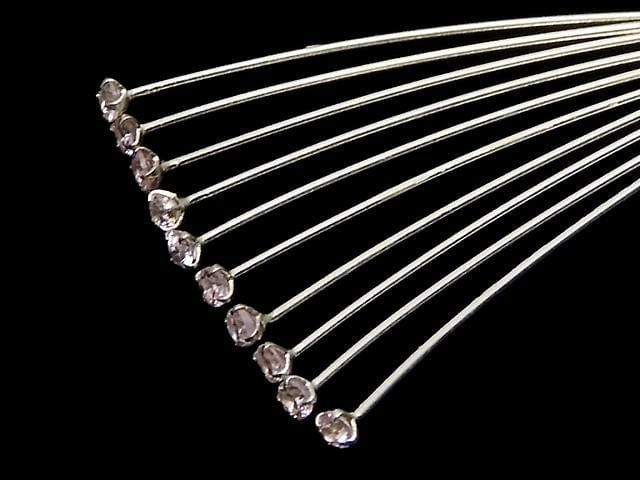 Silver 925 Decorative Head Pin (with CZ) Pink [0.5x25][0.5x30][0.5x40] 10pcs