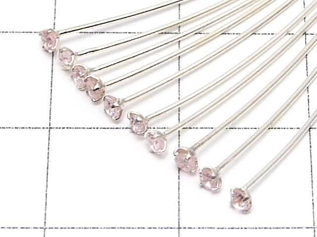 Silver 925 Decorative Head Pin (with CZ) Pink [0.5x25][0.5x30][0.5x40] 10pcs