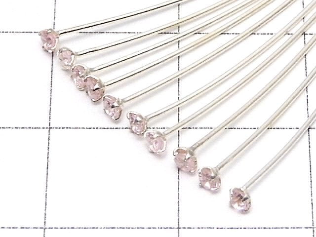 Silver925 Ornament Head Pin (with CZ) Pink [0.5x25] [0.5x30] [0.5x40] 10pcs